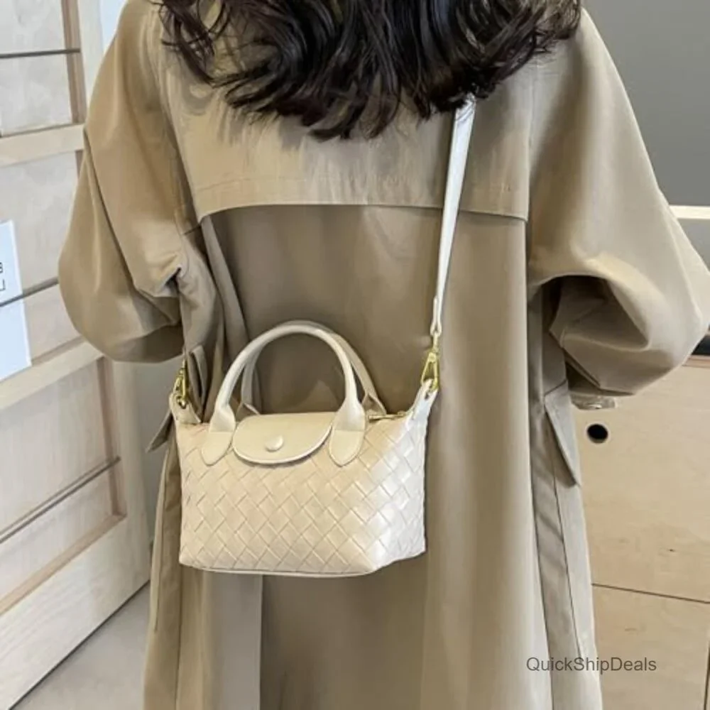 Faux Leather Braided Hobo Satchel with Adjustable Strap